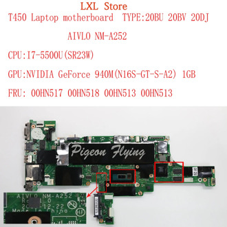 T450 motherboard Mainboard For Lenovo Thinkpad T450 laptop 20BU 20BV 20DJ AIVLO NM-A252 CPU:I7-5500U GPU:GF940M 1GB FRU 00HN517