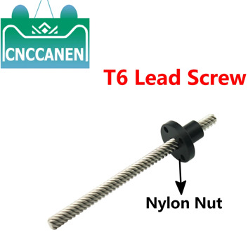 T6 lead screw 100mm ~ 1000mm picth 2mm lead 12mm + Nylon Nut For 3D Printer