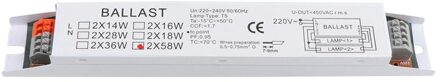 T8 220-240V Ac 2X30W Breed Voltage Elektronische Ballast Tl Lamp Voorschakelapparaten 2x58W