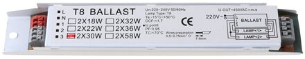 T8 220-240V Ac 2X30W Breed Voltage Elektronische Ballast Tl Lamp Voorschakelapparaten