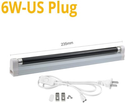 T8 Blacklight Blue UV Lamp 110V 220V 6W 8W Ultraviolet Fluorescerende BLB UV zwart Licht Buis voor Ultraviolet Detectie Verlichting 6W 110V met Power