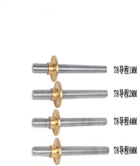T8 Lead screw 3D Printer THSL-300-8D Trapezoidal Rod T8 Length 100mm 150mm 200mm with Brass Nut pitch 1mm lead 1mm 2mm 4mm 8mm