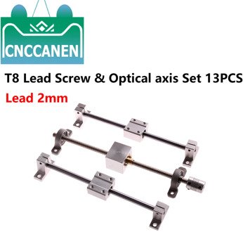 T8 Lead Screw Lead 2mm 300mm 500mm +Optical axis OD8mm +KP08 bearing bracket +housing mounting bracket 3D printer parts