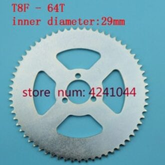 T8F 64 t Zilver Achter kettingwiel 29mm 64 Tand Voor 47cc 49cc Pocket Bike Mini Quad ATV Motor mini Pit Dirt Motard en Fietsen