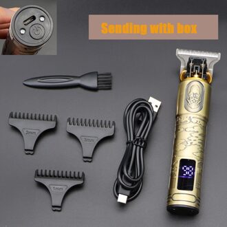T9 0Mm Professionele Tondeuse Baard Trimmer Elektrische Oplaadbare Mannen Haar Scheerapparaat Baard Kapper Hair Cut Snijden Machine LCD goud