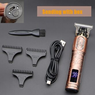 T9 0Mm Professionele Tondeuse Baard Trimmer Elektrische Oplaadbare Mannen Haar Scheerapparaat Baard Kapper Hair Cut Snijden Machine LCD roos rood
