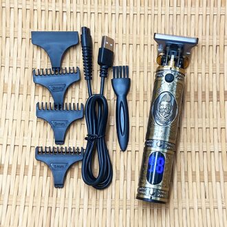 T9 Lcd Professionele Digitale Hair Trimmer Oplaadbare Elektrische Tondeuse Mannen Cordless Kapsel Verstelbare Keramische Blade goud