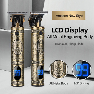 T9 Updated Metal Electric Hair Trimmer 10W LED Display Hair Clipper Portable Cordless Hair Clippers USB Charging Hair Trimmers