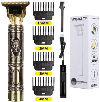T9 Usb Elektrische Tondeuse Oplaadbare Scheerapparaat Baard Trimmer Professionele Mannen Haar Snijmachine Baard Kapper Cordless Buddha goud