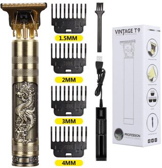 T9 Usb Elektrische Tondeuse Oplaadbare Scheerapparaat Baard Trimmer Professionele Mannen Haar Snijmachine Baard Kapper Cordless dragon goud