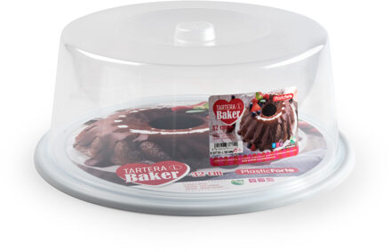 Taart bewaardoos - rond - wit - D32 x H15 cm - vlaai bewaarbak