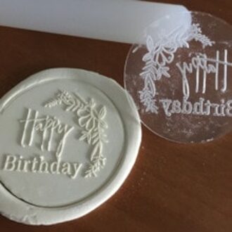 Taart Decoratie 3Inch Gelukkige Verjaardag Outboss Acryl Board Cutter Reverse Stempel Embosser Fondant Plastic Cutter Mould Gereedschap