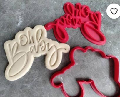Taart Decoratie 3Inch Oh Baby Stempel Siliconen Plastic Mold Embosser Fondant Cutter Mould Gereedschap Fondant Bakken