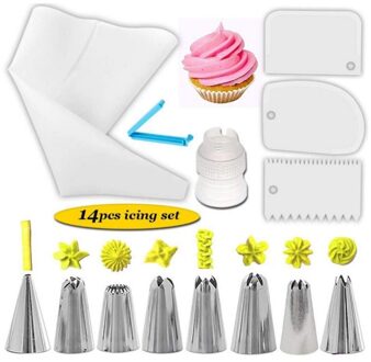 Taart Decoratie Mond 14 Pcs Rvs Converter Cookie Assortiment Fondant Bloem Cake Bakken-Ware Decoratie Icing Set.