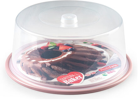 Taart doos - roze bodem - rond - 32 x 15 cm - gebak bewaardoos