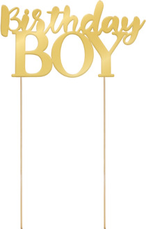 Taart Topper Birthday Boy Gold Goud - Brons