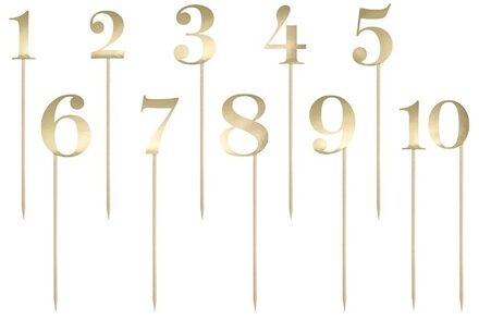 Taart topper met gouden cijfers 1 tot 10 setje - prikkers - decoratie voor verjaardag/jubileum