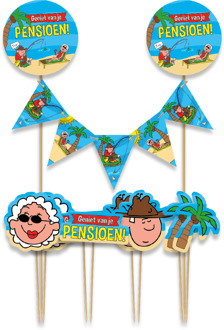 Taartdecoratie Geniet van je Pensioen Cartoon (9st) Multikleur - Print