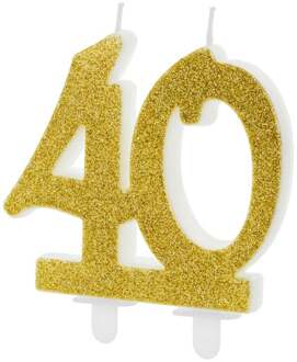Taartkaars 40 Jaar Goud Glitter Goud - Brons