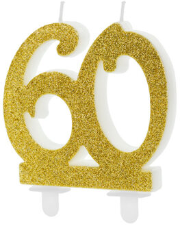 Taartkaars 60 Jaar Goud Glitter Goud - Brons