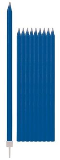 Taartkaarsjes - 10x - blauw - 15,5 cm - smalle kaarse