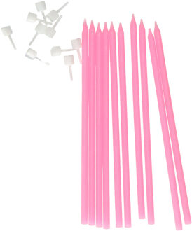 Taartkaarsjes - 10x - lichtroze - 15,5 cm - smalle kaarse