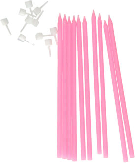 Taartkaarsjes - 20x - lichtroze - 15,5 cm - smalle kaarse