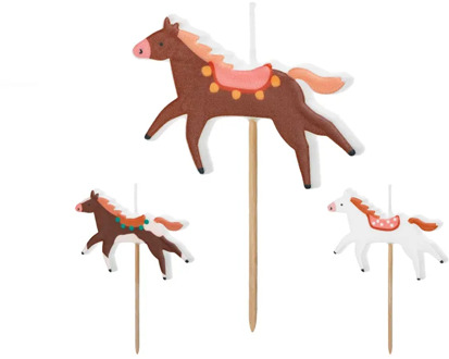 Taartkaarsjes paarden Beautiful Horses (3st) Multikleur - Print