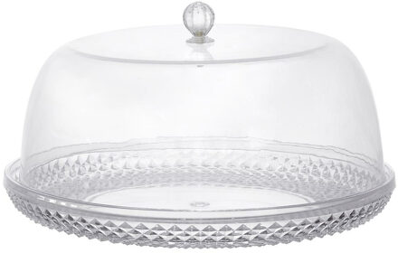 Taartplateau Chateaux - kunststof - 14 x 32 cm - met boog deksel - gebakjes - broodjes