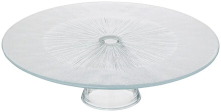Taartplateau Elise - glas - 9 x 28 cm - op voet - gebakjes