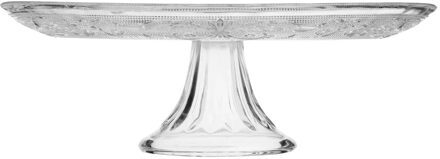 Taartplateau Renaissance - glas - 9 x 29 cm - op voet - gebakjes