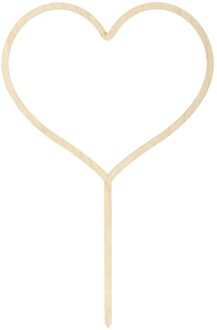 Taarttopper Houten Hart (23cm) Geel - Beige - Creme