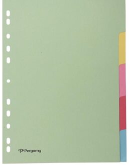 tabbladen ft A4, 11-gaatsperforatie, karton, geassorteerde pastelkleuren, 5 tabs