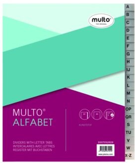 Tabbladen Multo A5 17-gaats alfabet PP grijs