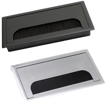 Table Desk Rectangle Wire Cover Cable Grommet Wire Hole Cover Outlet Port with Black Brush Furniture Hole Plug