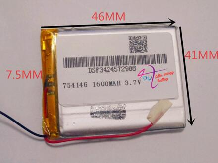 Tablet batterij 3.7 V, 1600 mAH, [754146] PLIB; polymeer lithium-ion/Li-Ion batterij voor dvr, GPS, mp3, mp4, mobiele telefoon, luidspreker