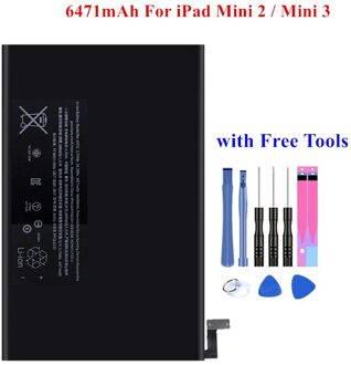 Tablet Batterij Voor Apple Ipad Mini2 Mini3 A1512 A1489 A1490 A1491 A1599 Vervanging Laptop Bateria Met Gratis Tools 6471Mah