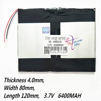 Tablet PC batterij capaciteit 4080120 3.7V 4480121 6400mA Universele Li-Ion voor tablet pc 7 inch 8 9 10 11