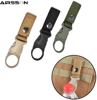Tactical Molle Buckle Water Bottle Carabiner Clip Webbing Strap Attachment Belt Backpack Hanging Keychain for Camping Hiking