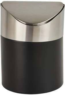 Tafel afvalbakje - zwart/rvs - 11.5x17 cm