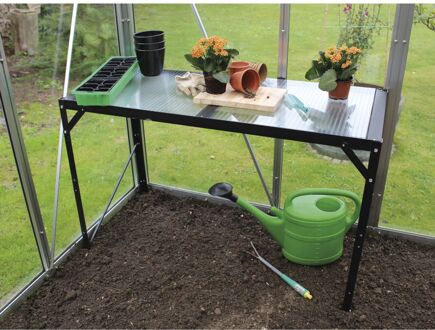 Tafel Aluminium Zwart Met Polycarbonaat (pc) Beglazing 16mm 121x54x76cm