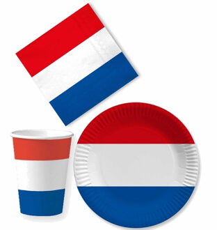 Tafel dekken Holland feestartikelen rood wit blauw 20x bordjes/20x drink bekers/40x servetten