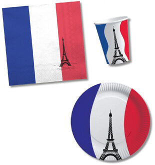 Tafel dekken versiering set vlag Frankrijk thema voor 40x personen