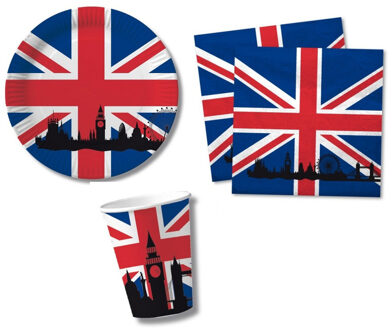Tafel dekken versiering set vlag United Kingdom thema voor 20x personen