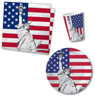 Tafel dekken versiering set vlag USA/Amerika thema voor 60x personen