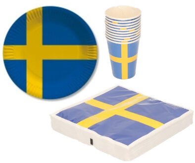 Tafel dekken versiering set vlag Zweden thema voor 40x personen