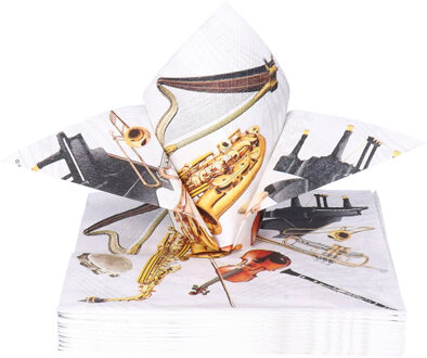 Tafel diner servetten - Muziekinstrumenten - 20x - 33 x 33 cm