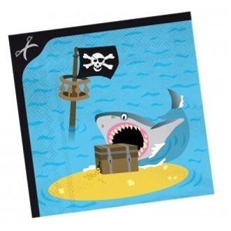 Tafel feest Servetten in thema piraten eiland - 80x stuks - 33 x 33 cm - papier - kinderfeestje