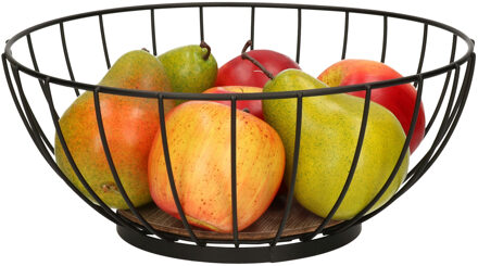 Tafel fruitschaal rond zwart metaal diameter 28 cm - Fruitschalen