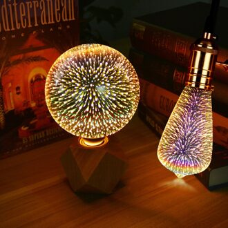 Tafel Lampen Kleurrijke Vuurwerk Effect Led 3D Licht Vintage Lampen 3D Lamp 110V - 240V Thuis Bar Night licht Kerst Decoratie A60 wit